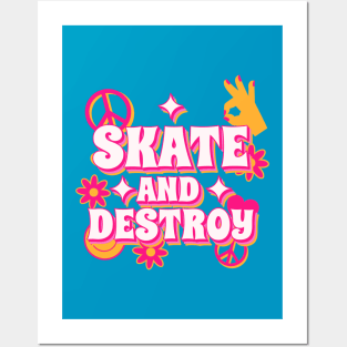 Skate and Destroy Retro Funky Groovy Posters and Art